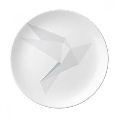 Imagem de Origami branco padrão de pombo abstrato prato decorativo de porcelana salver talheres, prato de jantar