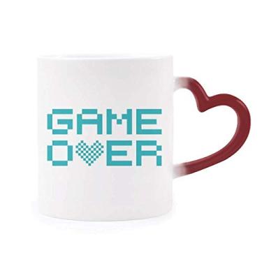 Imagem de Caneca azul Game Over Pixel sensível ao calor Caneca vermelha que muda de cor