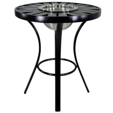 Imagem de Mesa de Centro com Balde de Bebidas e Tampo Ripado em Alumínio para Área, Jardim, Edícula, Piscina e Decoração Trama