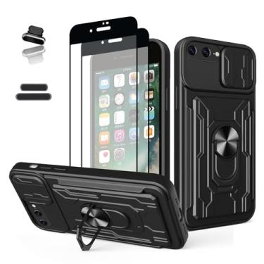 Imagem de ymxdmd Capa carteira para Apple iPhone 7 Plus/8 Plus de 5,5 polegadas, compartimento para cartão de crédito para identidade, porta deslizante, design portátil, capa híbrida de camada dupla resistente