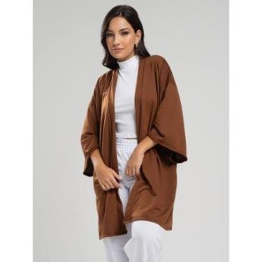 Imagem de Casaco Kimono Overzide Moletinho Manga Longa Feminino Moda Casual-Feminino