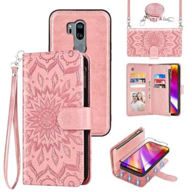 Imagem de Capa de celular para LG G7 ThinQ Carteira com zíper magnética destacável com alça protetora de tela, compartimento para cartão LGG7 One G 7 Plus LG7 Fit LG7ThinQ 7G Thin Q G7+ G7thinq LGG7thinq ouro