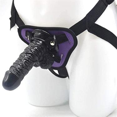 Imagem de Cinto ajustável Strap-on Vibrador Anal Plug Vibrador realista com ventosa Unissex Vaginal e Anal Vibrador Flertando Conjunto de brinquedos sexuais para homens e mulheres(Black)