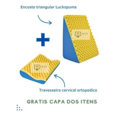 Imagem de Kit Encosto Triangular + Travesseiro Cervical Entrega Rapida - Luckspu
