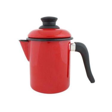 Imagem de Leiteira Esmaltada Ewel Vermelha 900 Ml, 10 Cm Ø