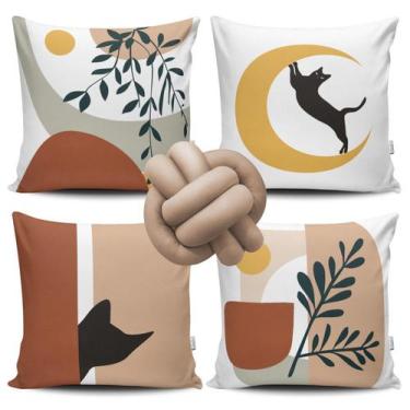 Imagem de Kit 4 Capas de Almofada Gato + Almofada Nó - VKAZA, Nó Avelã