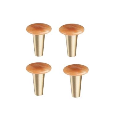 Imagem de Rockcloud Pacote com 4 puxadores de gaveta de pedra de cristal com parafusos para decoração de casa, puxadores de pedra de quartzo de formato redondo para armário de porta, aventurina vermelha