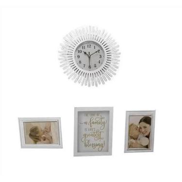 Imagem de Kit decorativo 4 pcs 1 relogio 25cm 2 porta retrato 1 quadro - ViMultS