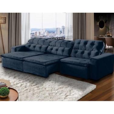 Imagem de Sofá 09 Lugares Retrátil e Reclinável Alasca 410 Cm Pillow Veludo Azul