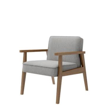 Imagem de Poltrona Júlia Nogueira Tecido Lona Cinza - Ease