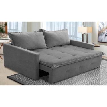 Imagem de Sofá Sem Caixa Retrátil e Reclinável 2,00m com Molas Cloe Boucle Cinza