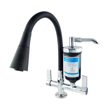Imagem de Torneira Cozinha Filtro Bancada Flexível Jato Duplo Cone C-70 Safira C