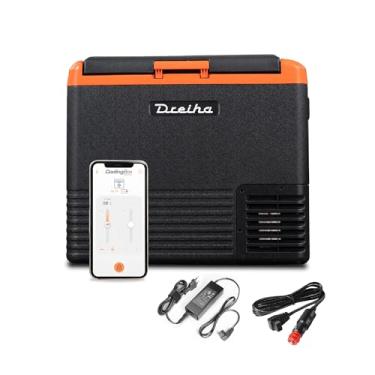 Imagem de Dreiha Geladeira portátil com compressor, congelador elétrico CBX50, refrigeração de -20ºC a 20ºC, controlo APP, para carros, camiões, campismo, casa 12/24 V e 100 VAC (45 L, preto/laranja)