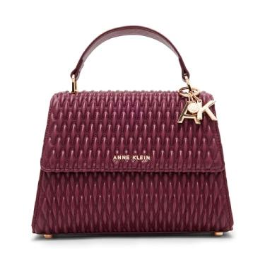 Imagem de Anne Klein Alça transversal com aba franzida média, Verniz cereja, Small