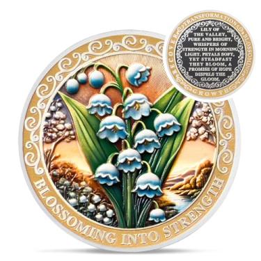 Imagem de Moeda de Sobriedade Flor de Nascimento Pretty May - Lírio do Vale 5 Mês de Nascimento Moedas AA - Fichas e Medalhões AA Recovery Addiction - Presentes de 1 a 12 meses Narcóticos Alcoólicos Anônimos