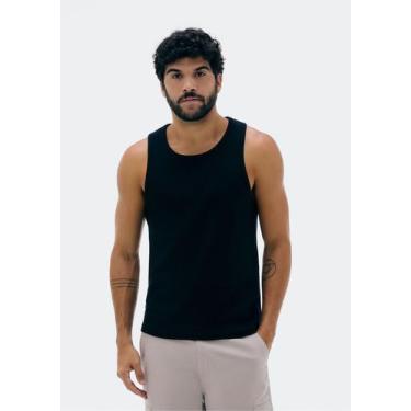 Imagem de Regata Masculina Regular Canelada - Hering, G, Preto