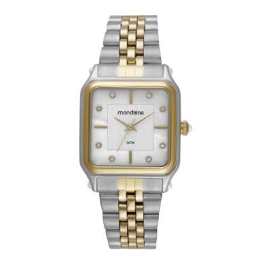 Imagem de Relogio Mondaine Feminino Ref: 32843lpmvbe2 Retangular Bicolor