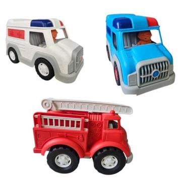 Imagem de Kit Resgate  Ambulância Polícia E Bombeiros Em Ação - HK Brinquedos