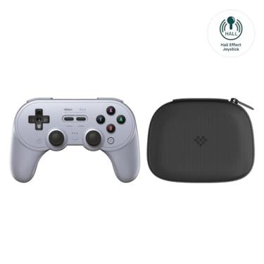 Imagem de 8Bitdo Pro 2 Wireless Bluetooth Controller with Travel Case, Hall Effect Joystick Update, Retro Gamepad for Switch, PC, Android, and Steam Deck & Apple (Gray Edition)