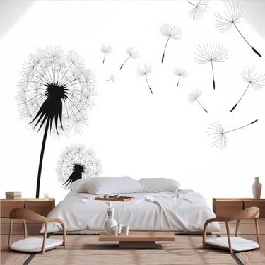 Imagem de Lcythiazole Mural de papel de parede de dente-de-leão de tamanho personalizável, adesivo de parede de dente-de-leão, papel de parede floral, papel de parede de plantas para quarto de meninas sala de