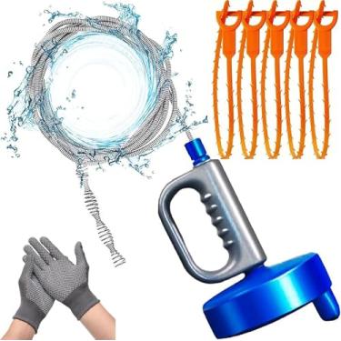 Imagem de Dreno trado de cobra, removedor de entupimento de ralo de cabelo de cobra de chuveiro, 3 m flexível engrossado com alça de drenagem de cobra adequado para banheiro pias de chuveiro, cozinha, vem com