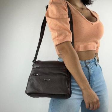 Imagem de Bolsa recuo em couro legítimo b.1068, Café