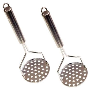 Imagem de 2 Amassador Espremedor Batata Purê Inox Grande Profissional - NAVY+PRO