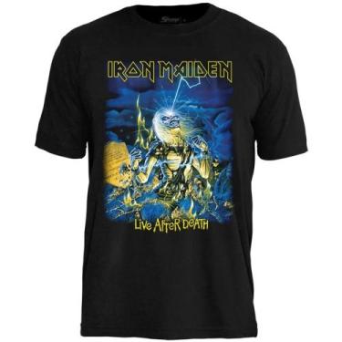 Imagem de Camiseta Iron Maiden Stamp Unissex 100 Algodão Oficial  Rock Banda Hea