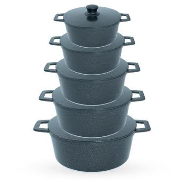 Imagem de Jogo de Panelas 5 Peças De Alumínio Fundido Com Tampa De Alumínio - Co