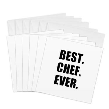Imagem de 3dRose Best Chef Ever - presentes de texto para os maiores fãs de cozinheiro e culinária do mundo - Cartões comemorativos, 15,24 x 15,24 cm, conjunto de 6 (gc_179767_1)