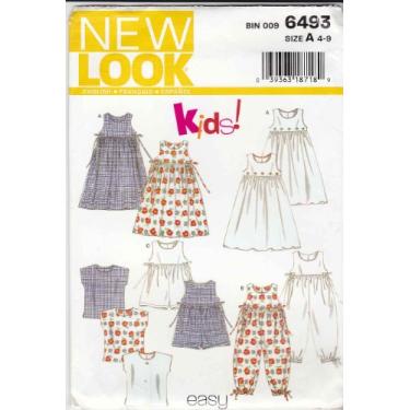Imagem de New Look 6493: Vestido ou macacão para meninas, tamanhos 4-9