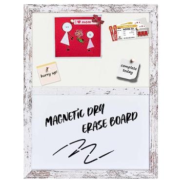 Imagem de Umtiti Quadro de avisos quadro branco bege feltro combo para escritório, escola, cozinha, quarto, moldura de madeira branca, 33 x 43 cm, WH-Whiteboard+BE-3343