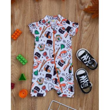 Imagem de Macacão Curto Bebê de Malha Canelado - Kambai, 3, Sushi