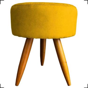Imagem de Puff Redondo Suede Cores Pé Palito 25cm Castanho - Mostarda, Suede