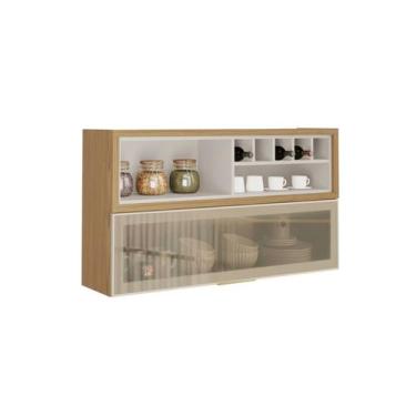 Imagem de Armário Aéreo 120cm 1 Porta Horizontal Vidro E Nicho Adega New Porto -