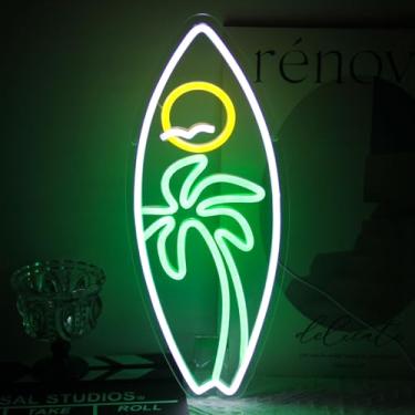 Imagem de Kullneon Placa De Neon Para Prancha Surfe, Palmeira, Gaivota, Luz Solar Quarto, Paisagem Tropical, Iluminação Regulável, Sala Estar, Bar, Caverna Masculina, Decoração Praia, Presentes Surfistas