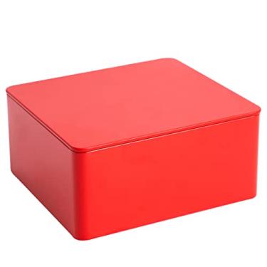 Imagem de Tianhui Lata Quadrada/Recipiente Para Guardar Carro, Chá, Café, Biscoitos, Alimentos, Farinha, Produtos Assados (Vermelho)