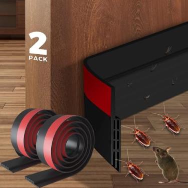 Imagem de AIMIXUN 2 Peças De Vedação Para Portas, Inferior Portas Externas/Internas, Parte Da Vedação, Faixa Isolamento Acústico E Contra Intempéries, Ar Frio, 2" Largura X 39" Comprimento (Preto)