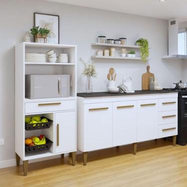 Imagem de Cozinha Compacta Sorocaba 4 Portas 4 Gavetas Branco - Kaiki Móveis, Br