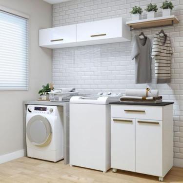 Imagem de Lavanderia Completa Magé 4 Portas 1 Gaveta Branco - Kaiki Móveis, Bran