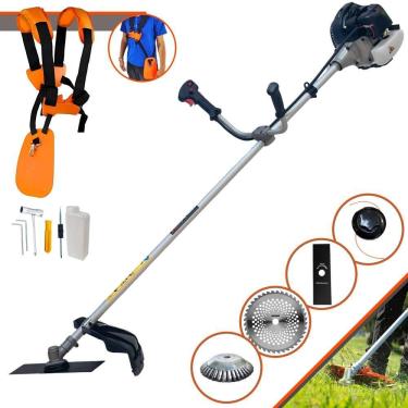 Imagem de Roçadeira Lateral Anmax CG430B À Gasolina 43cc 1,7HP Multifuncional Com Carretel e Faca 2 Pontas + EXTRA Faca 40 Dentes e Escova de Aço Circular