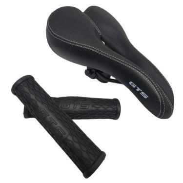 Imagem de Selim Vazado Bike Mtb Confortavel + Manopla Preto - GTS, Preto