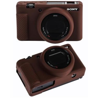 Imagem de Capa para câmera ZV-1F, capa protetora de silicone macio para câmera Vlog Sony ZV1F/ZV-1M2/ZV-1 Mark II (não para ZV1), capa leve ZV1F (café)