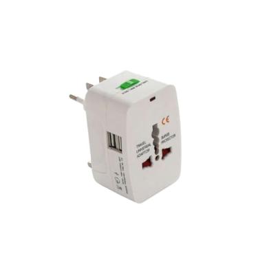 Imagem de Kit 2 Adaptadores Universal de Tomada para Viagem com Porta USB – Compatível com 150 Países, Bivolt Automático (2QTD)