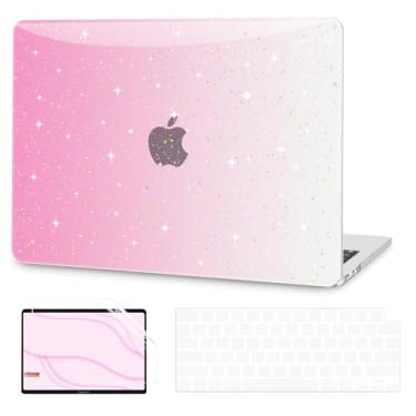 Imagem de G JGOO Capa compatível com MacBook Air de 13 polegadas 2025 2024 2023 2022 M4 A3240 M3 A3113 M2 A2681, capa rígida com glitter para MacBook Air de 13,6 polegadas + capa de teclado + protetor de tela