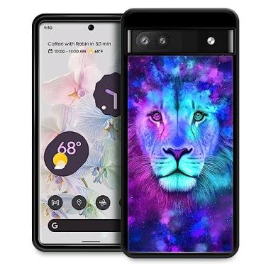 Imagem de CARLOCA Capa compatível com Google Pixel 6A, capa azul leão para Google Pixel 6A com design gráfico à prova de choque e proteção contra quedas