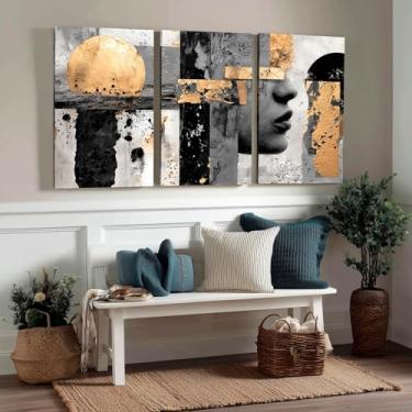 Imagem de Kit 3 Quadros Decorativos Canvas, Abstrato, 50x70cm, Arte Para Quarto, Sala, Corredor