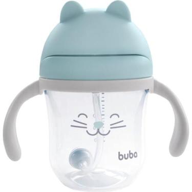 Imagem de Copo Infantil Gatinho 220ml Buba Com Canudo Anticólica Alça Removível 