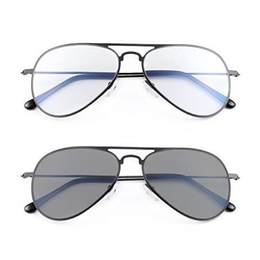 Imagem de YIMI Óculos De Leitura Ljimi Aviator Fotocrômicos Progressivos Multifocais, Transição Multifocal Para Homens E Mulheres, Sol Com Proteção Uv, Bloqueio Luz Azul, Computador Antirreflexo