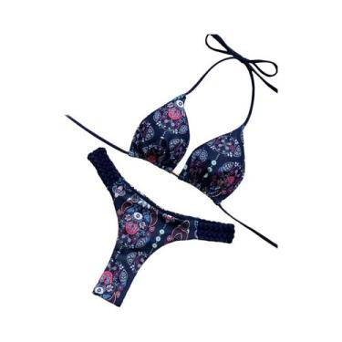 Imagem de Biquíni Feminino Halter Mini Tanga Corte Alto Maiô De Duas Peças Routo